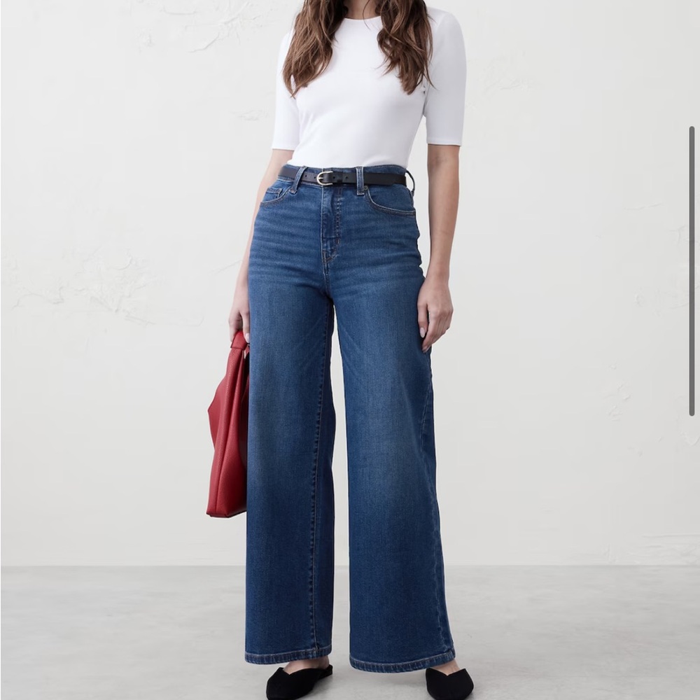 Banana Republic Blue Flare Wide Leg Jeans